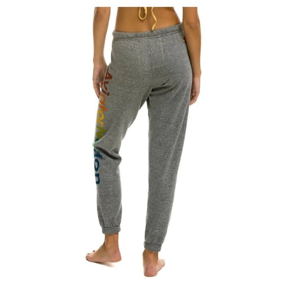Aviator Nation Sz S Sweatpants Joggers Gray Manhattan Beach Logo Spellout - Picture 3 of 12